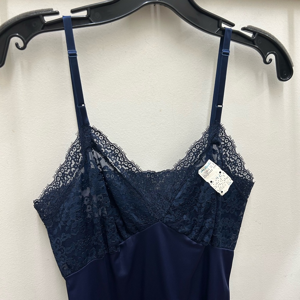 Vintage Van Roalte Navy Blue Lace Slip Dress